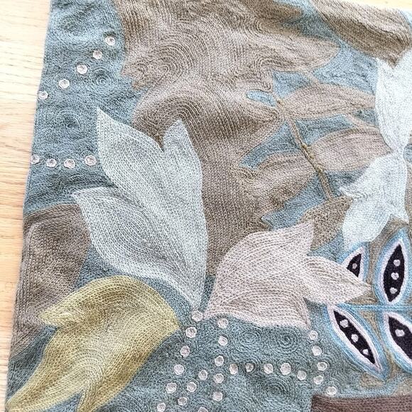 Anthropologie Wool Embroidered Rug 3x5 Floral Boho Carpet - Picture 5 of 10